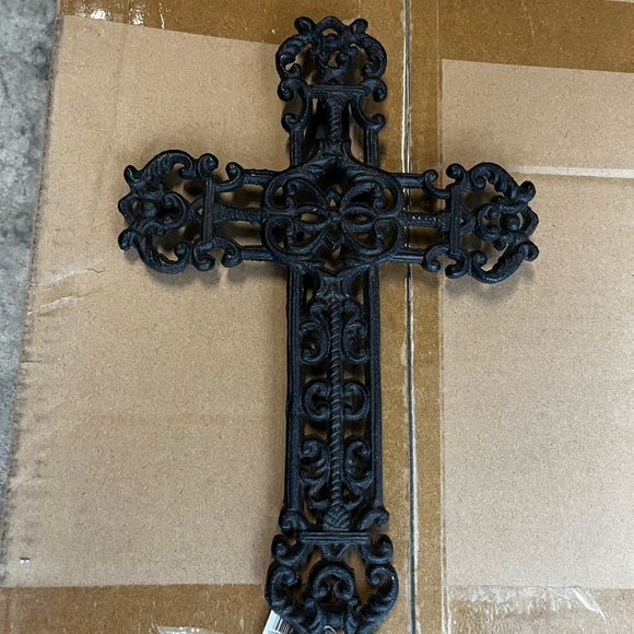 Decorative Black Iron Wall Cross - Picture 2 of 4